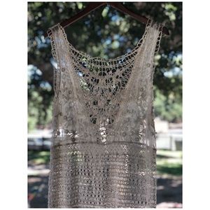 Vintage bohemian hippie crochet lace dress